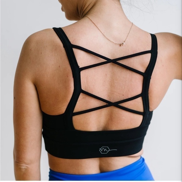 Fearless Sports Bra MT SCULPT Navy blue & black XL criss cross back Maven Thread - Picture 7 of 7